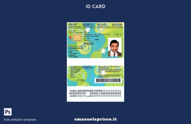 modello di documento d'identità per bambini belga in stile verificato
